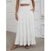 imageANRABESS Womens Maxi Skirt Elastic High Waist Swing Tiered Aline Flowy Pleated Boho Beach Vacation Long SkirtsWhite