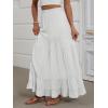imageANRABESS Womens Maxi Skirt Elastic High Waist Swing Tiered Aline Flowy Pleated Boho Beach Vacation Long SkirtsWhite