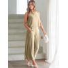 imageANRABESS Womens Summer 2 Piece Outfits Sleeveless Crop Top Capri Wide Leg Pants Jumpsuit Linen Lounge Beach Travel SetsApricot
