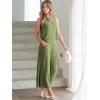 imageANRABESS Womens Summer 2 Piece Outfits Sleeveless Crop Top Capri Wide Leg Pants Jumpsuit Linen Lounge Beach Travel SetsArmy Green