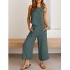 imageANRABESS Womens Summer 2 Piece Outfits Sleeveless Crop Top Capri Wide Leg Pants Jumpsuit Linen Lounge Beach Travel SetsDark Gray