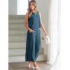 imageANRABESS Womens Summer 2 Piece Outfits Sleeveless Crop Top Capri Wide Leg Pants Jumpsuit Linen Lounge Beach Travel SetsDeep Blue