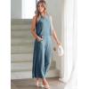 imageANRABESS Womens Summer 2 Piece Outfits Sleeveless Crop Top Capri Wide Leg Pants Jumpsuit Linen Lounge Beach Travel SetsGray Blue