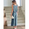 imageANRABESS Womens Summer 2 Piece Outfits Sleeveless Crop Top Capri Wide Leg Pants Jumpsuit Linen Lounge Beach Travel SetsGray Blue
