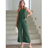 imageANRABESS Womens Summer 2 Piece Outfits Sleeveless Crop Top Capri Wide Leg Pants Jumpsuit Linen Lounge Beach Travel SetsGreen