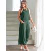 imageANRABESS Womens Summer 2 Piece Outfits Sleeveless Crop Top Capri Wide Leg Pants Jumpsuit Linen Lounge Beach Travel SetsGreen