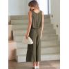 imageANRABESS Womens Summer 2 Piece Outfits Sleeveless Crop Top Capri Wide Leg Pants Jumpsuit Linen Lounge Beach Travel SetsGrey Green