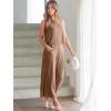 imageANRABESS Womens Summer 2 Piece Outfits Sleeveless Crop Top Capri Wide Leg Pants Jumpsuit Linen Lounge Beach Travel SetsLight Brown