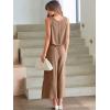 imageANRABESS Womens Summer 2 Piece Outfits Sleeveless Crop Top Capri Wide Leg Pants Jumpsuit Linen Lounge Beach Travel SetsLight Brown