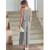 imageANRABESS Womens Summer 2 Piece Outfits Sleeveless Crop Top Capri Wide Leg Pants Jumpsuit Linen Lounge Beach Travel SetsLight Gray