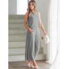 imageANRABESS Womens Summer 2 Piece Outfits Sleeveless Crop Top Capri Wide Leg Pants Jumpsuit Linen Lounge Beach Travel SetsLight Gray