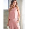 imageANRABESS Womens Summer 2 Piece Outfits Sleeveless Crop Top Capri Wide Leg Pants Jumpsuit Linen Lounge Beach Travel SetsLight Pink