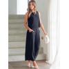 imageANRABESS Womens Summer 2 Piece Outfits Sleeveless Crop Top Capri Wide Leg Pants Jumpsuit Linen Lounge Beach Travel SetsNavy Blue