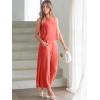 imageANRABESS Womens Summer 2 Piece Outfits Sleeveless Crop Top Capri Wide Leg Pants Jumpsuit Linen Lounge Beach Travel SetsPeach