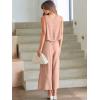imageANRABESS Womens Summer 2 Piece Outfits Sleeveless Crop Top Capri Wide Leg Pants Jumpsuit Linen Lounge Beach Travel SetsPink