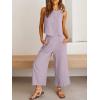 imageANRABESS Womens Summer 2 Piece Outfits Sleeveless Crop Top Capri Wide Leg Pants Jumpsuit Linen Lounge Beach Travel SetsPurple