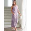 imageANRABESS Womens Summer 2 Piece Outfits Sleeveless Crop Top Capri Wide Leg Pants Jumpsuit Linen Lounge Beach Travel SetsPurple