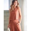 imageANRABESS Womens Summer 2 Piece Outfits Sleeveless Crop Top Capri Wide Leg Pants Jumpsuit Linen Lounge Beach Travel SetsRust