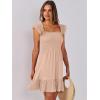 imageANRABESS Womens Summer Casual Sleeveless Square Neck Dress 2025 Smocked Ruffle Backless Boho Beach Cute Teen Short SundressApricot
