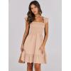 imageANRABESS Womens Summer Casual Sleeveless Square Neck Dress 2025 Smocked Ruffle Backless Boho Beach Cute Teen Short SundressApricot