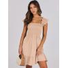 imageANRABESS Womens Summer Casual Sleeveless Square Neck Dress 2025 Smocked Ruffle Backless Boho Beach Cute Teen Short SundressApricot