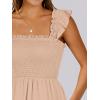 imageANRABESS Womens Summer Casual Sleeveless Square Neck Dress 2025 Smocked Ruffle Backless Boho Beach Cute Teen Short SundressApricot