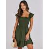 imageANRABESS Womens Summer Casual Sleeveless Square Neck Dress 2025 Smocked Ruffle Backless Boho Beach Cute Teen Short SundressArmy Green