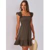 imageANRABESS Womens Summer Casual Sleeveless Square Neck Dress 2025 Smocked Ruffle Backless Boho Beach Cute Teen Short SundressCoffee