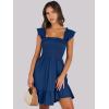 imageANRABESS Womens Summer Casual Sleeveless Square Neck Dress 2025 Smocked Ruffle Backless Boho Beach Cute Teen Short SundressDark Sea Blue