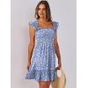 imageANRABESS Womens Summer Casual Sleeveless Square Neck Dress 2025 Smocked Ruffle Backless Boho Beach Cute Teen Short SundressFloral Blue White