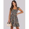 imageANRABESS Womens Summer Casual Sleeveless Square Neck Dress 2025 Smocked Ruffle Backless Boho Beach Cute Teen Short SundressFloral Colorful Black