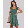 imageANRABESS Womens Summer Casual Sleeveless Square Neck Dress 2025 Smocked Ruffle Backless Boho Beach Cute Teen Short SundressGrass Green