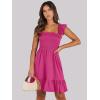 imageANRABESS Womens Summer Casual Sleeveless Square Neck Dress 2025 Smocked Ruffle Backless Boho Beach Cute Teen Short SundressHot Pink