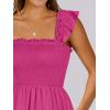 imageANRABESS Womens Summer Casual Sleeveless Square Neck Dress 2025 Smocked Ruffle Backless Boho Beach Cute Teen Short SundressHot Pink