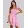imageANRABESS Womens Summer Casual Sleeveless Square Neck Dress 2025 Smocked Ruffle Backless Boho Beach Cute Teen Short SundressPink