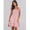 imageANRABESS Womens Summer Casual Sleeveless Square Neck Dress 2025 Smocked Ruffle Backless Boho Beach Cute Teen Short SundressPrint Floral Pink