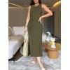 imageANRABESS Womens Summer Casual Sleeveless T Shirt Midi Dress Slim Fit Tie Waist Split Tank Long Dresses 2025 Vacation SundressArmy Green