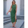 imageANRABESS Womens Summer Casual Sleeveless T Shirt Midi Dress Slim Fit Tie Waist Split Tank Long Dresses 2025 Vacation SundressDeep Green