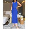 imageANRABESS Womens Summer Casual Sleeveless T Shirt Midi Dress Slim Fit Tie Waist Split Tank Long Dresses 2025 Vacation SundressRoyal Blue