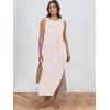 imageANRABESS Womens Summer Casual Sleeveless T Shirt Midi Dress Slim Fit Tie Waist Split Tank Long Dresses 2025 Vacation SundressStriped Pink