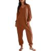imageANRABESS Jumpsuits for Women 2025 Fall Long Sleeve Casual Loose Fit Romper Lounge One Piece Pajamas Outfits JumperBurnt Orange