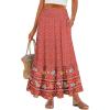 imageANRABESS Maxi Skirts for Women 2025 Summer Boho Long Flowy Floral Elastic High Waist Skirt Casual Travel Skirt with PocketsRed Blue Floral