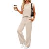 imageANRABESS Two Piece Sets for Women Summer Sleeveless Sweatsuits Wide Leg Casual Lounge Set Matching Vacation Travel OutfitsApricot