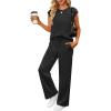 imageANRABESS Two Piece Sets for Women Summer Sleeveless Sweatsuits Wide Leg Casual Lounge Set Matching Vacation Travel OutfitsBlack