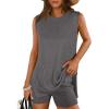 imageANRABESS Women Summer 2 Piece Outfits Sleeveless Knit Sweater Top ampamp Shorts Soft Lounge Sets Travel Beach 2025 Spring ClothesDark Grey