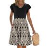 imageANRABESS Women Summer Casual 2025 Ruffle Sleeveless V Neck Short Sundress Flowy Aline Cute Beach Mini Dress with PocketsKhaki Patterned
