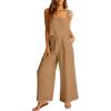 imageANRABESS Womens 2 Piece Outfits Linen Pants Jumpsuit Matching Lounge Set Casual Summer Beach Vacation Trendy ClothesLight Brown