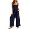 imageANRABESS Womens 2 Piece Outfits Linen Pants Jumpsuit Matching Lounge Set Casual Summer Beach Vacation Trendy ClothesNavy Blue