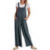 imageANRABESS Womens Jumpsuits Overalls Linen Wide Leg Jumpers Casual Summer Fall Outfits 2025 Beach Vacation Clothes with PocketsDark Grey