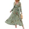 imageANRABESS Womens Long Sleeve Floral Maxi Dress Boho Flowy Wrap Slit V Neck Beach Fall Wedding Guest Party Vacation DressesFloral Green